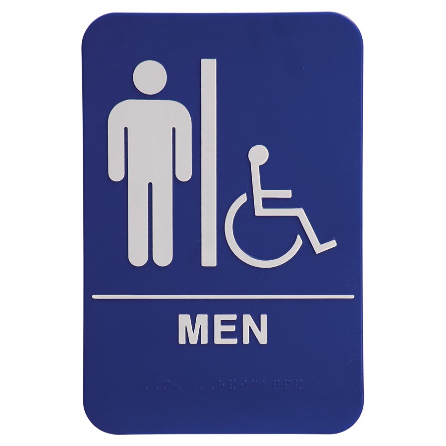 Kota Pro ADA 6" x 9" Blue/White Men (w/wheelchair) Accessible Restroom Sign