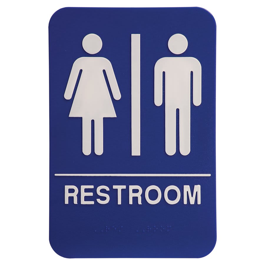 Kota Pro ADA 6" x 9" Blue/White Unisex Accessible Restroom Sign
