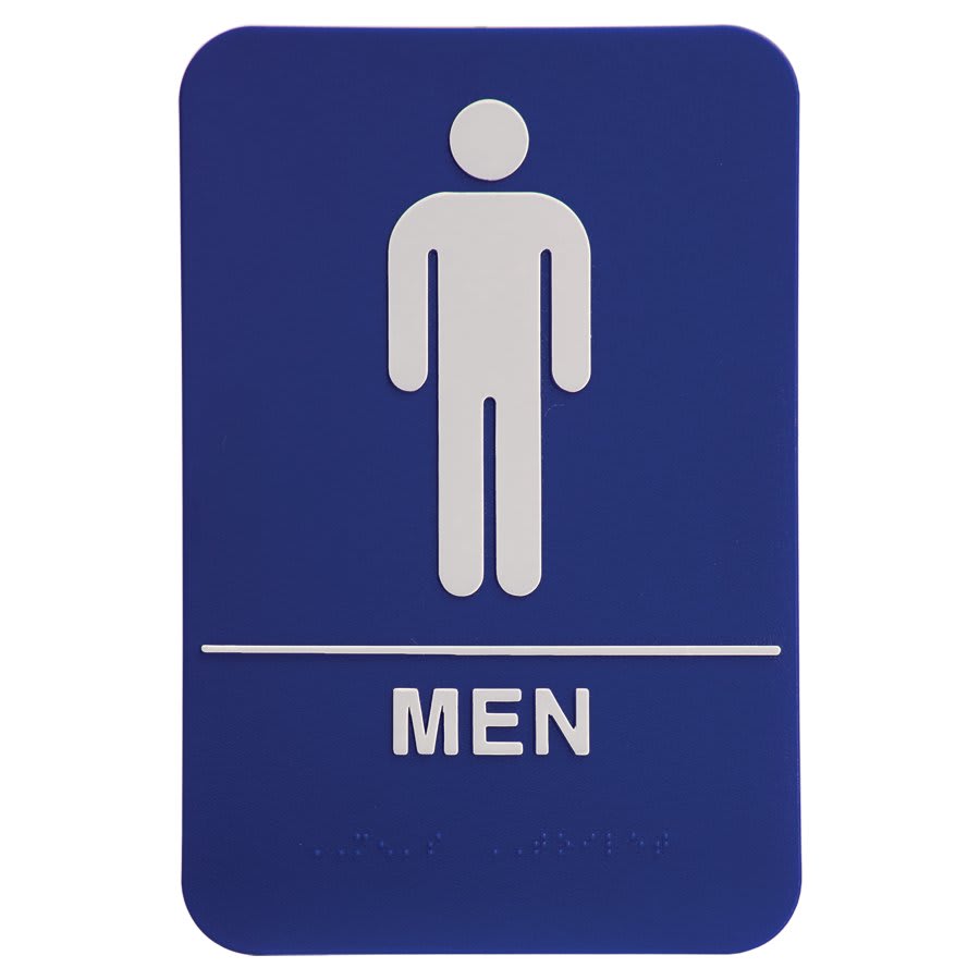Kota Pro ADA 6" x 9" Blue/White Men Accessible Restroom Sign