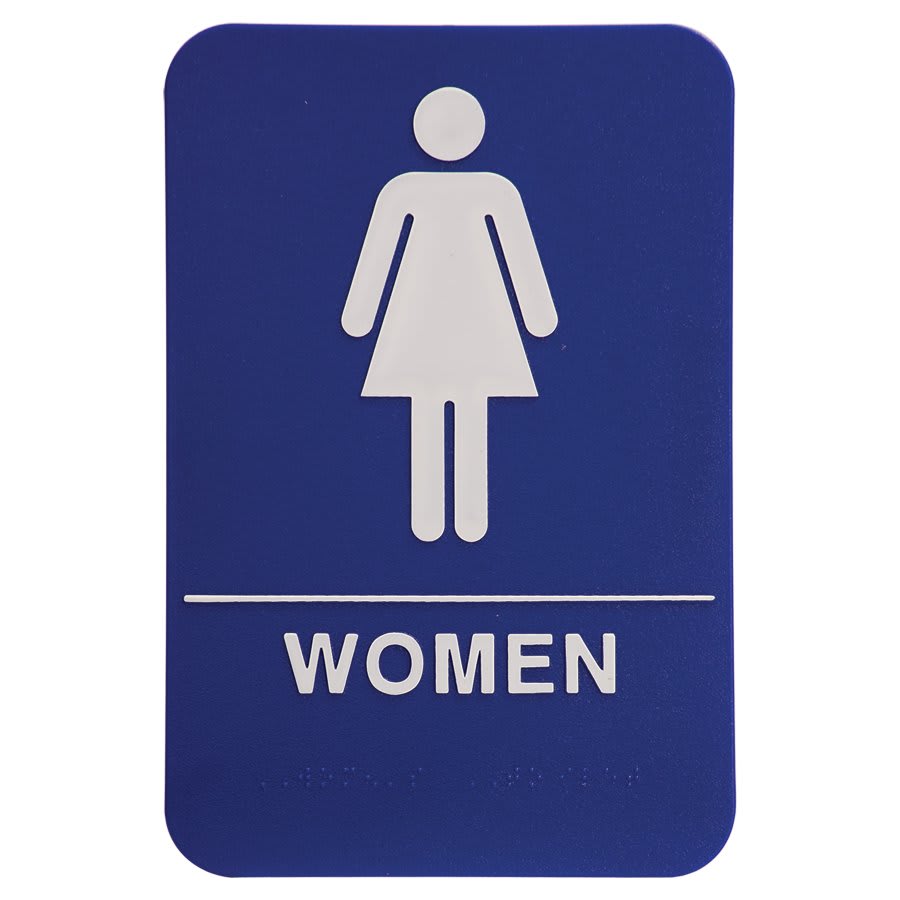 Kota Pro ADA 6" x 9" Blue/White Women Accessible Restroom Sign