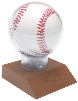 4 1/2" Pre-Assembled All Star Baseball Holder on Cherry Finish Base