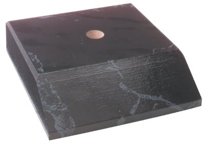 3 1/8" x 3" Black Marble Finish Centerhole Countersunk Slant Front Trophy Base