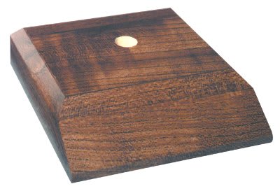 3 1/8" x 3" Cherry Finish Centerhole Countersunk Slant Front Trophy Base