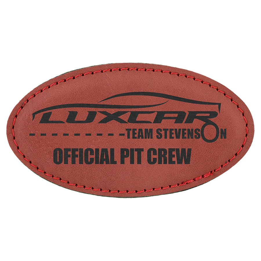 3 1/4" x 1 3/4" Rose Laserable Leatherette Oval Badge Blank with Magnet