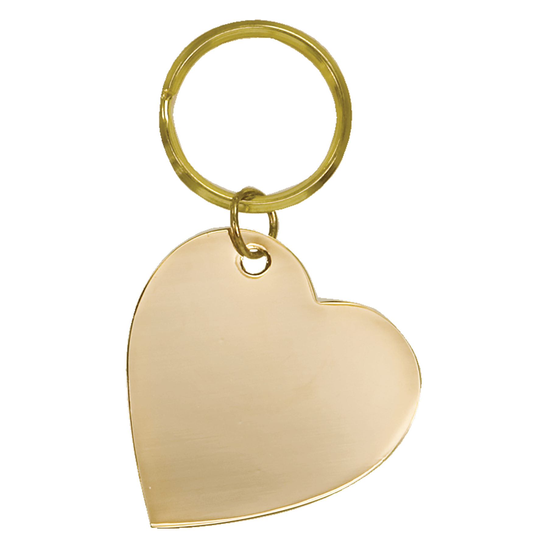 2" x 2" Gold Heart Brass Keychain