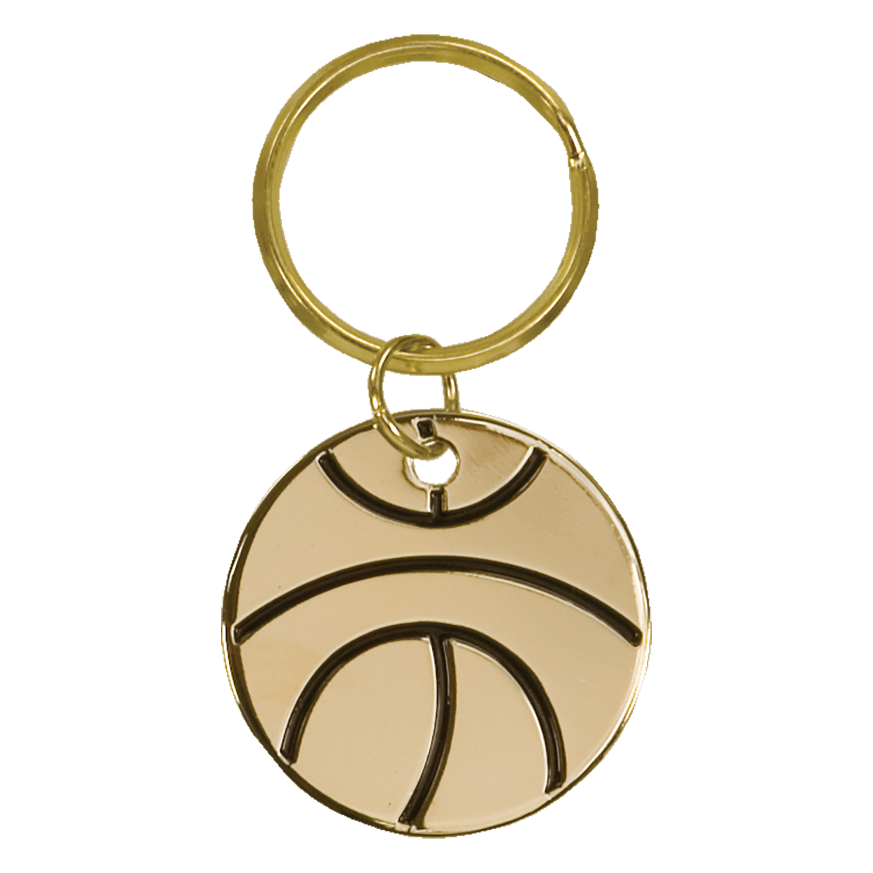 1 1/2" Gold Basketball Brass Keychain