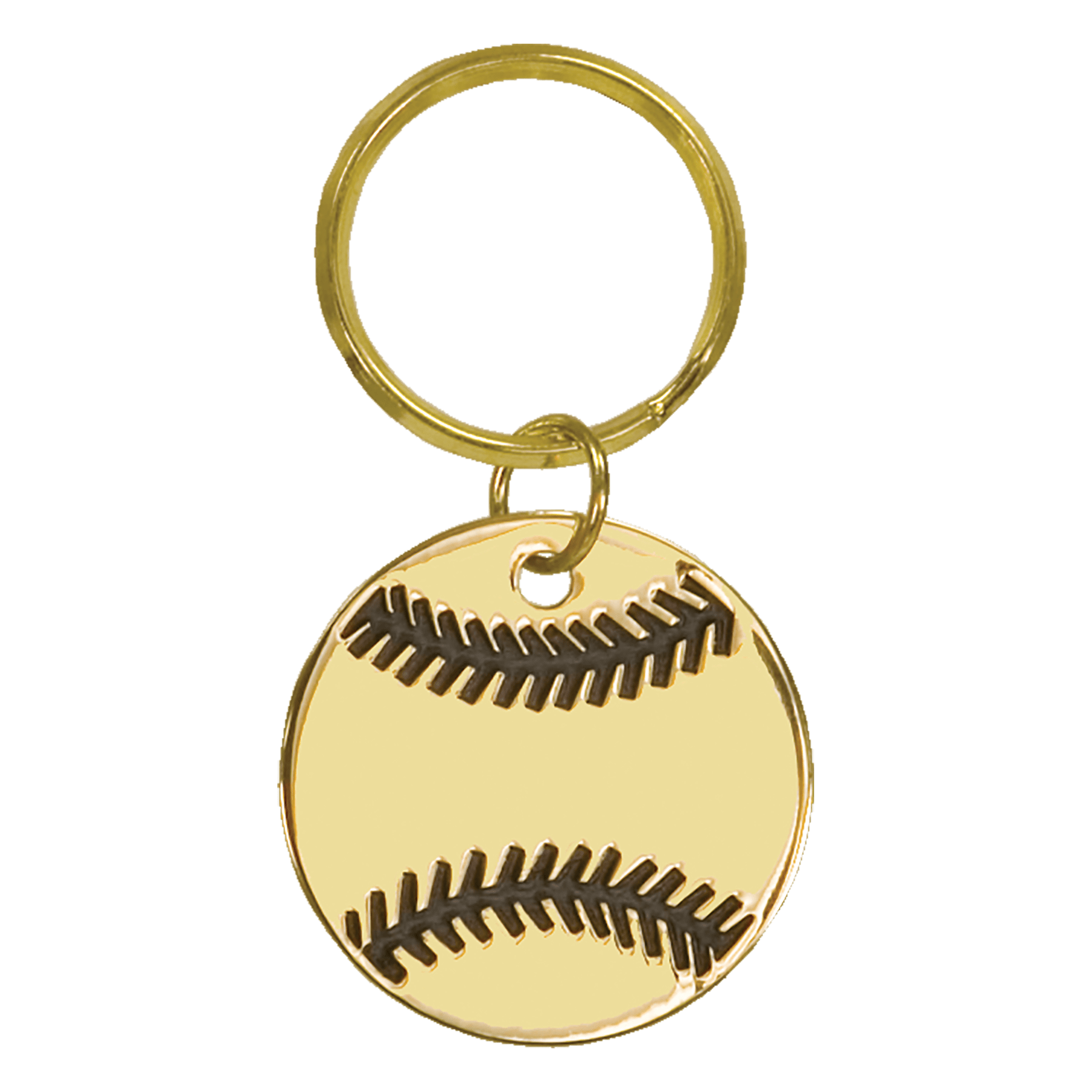 1 1/2" Gold Baseball/Softball Brass Keychain