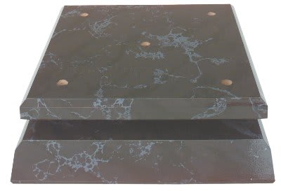 7 1/4" x 8 1/4" x 3/4" Black Marble Finish Slant Front 4-Post Set