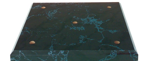 7 1/4" x 7 1/4" x 5/8" Black Marble Finish 4-Post Lid