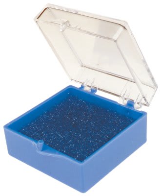 1 5/16" x 1 5/16" Clear/Blue Plastic Presentation Box with Pad