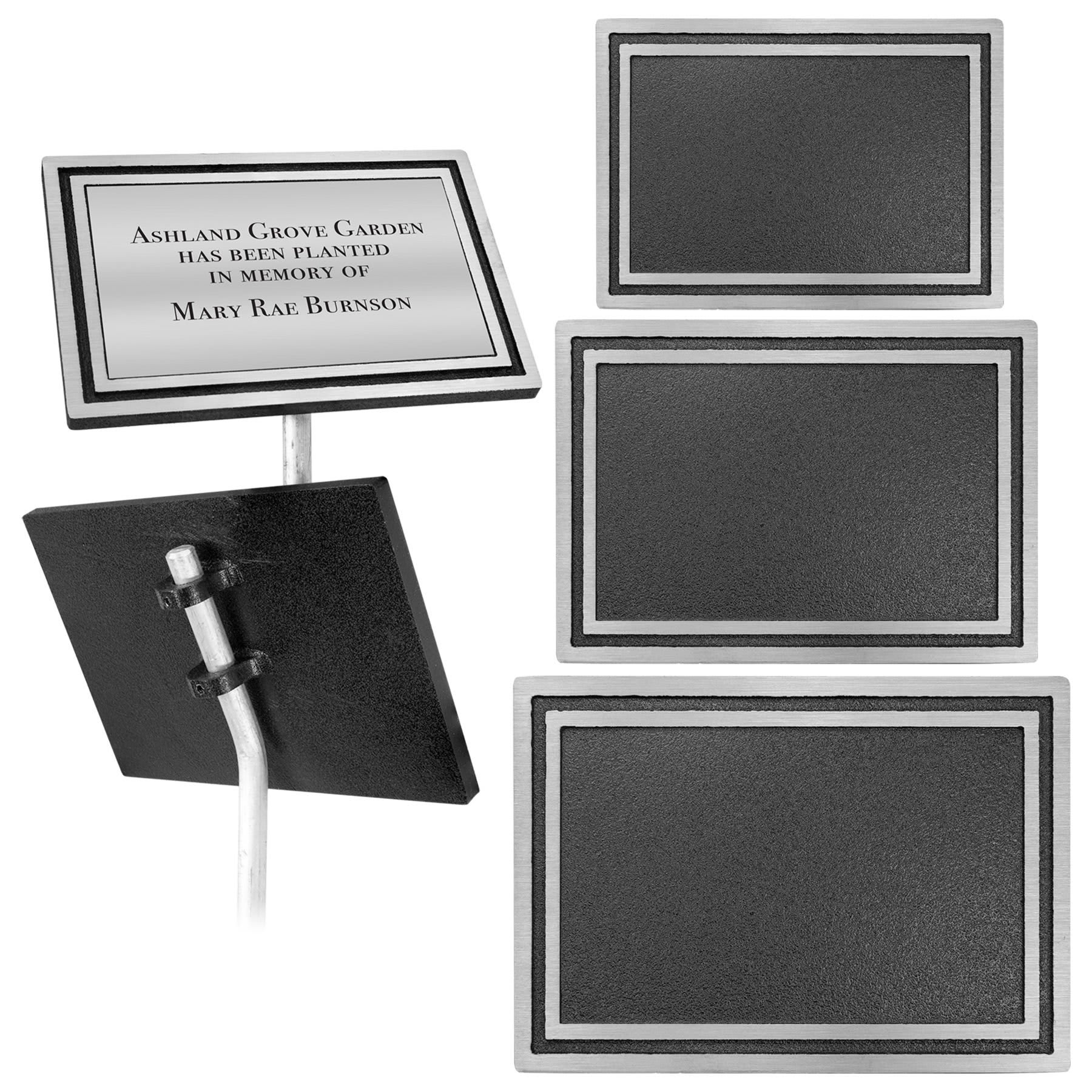 Silver/Black Rectangle Cast Aluminum Sign with 24" Aluminum Rod