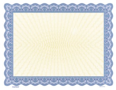 8 1/2" x 11" Blue Bison Series Blank Certificate