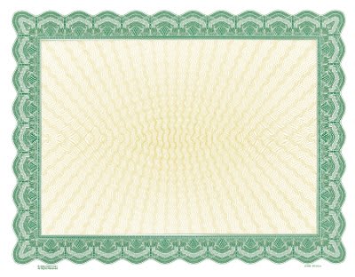 8 1/2" x 11" Green Bison Series Blank Certificate