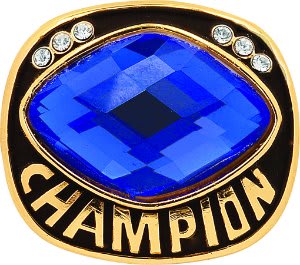 Blue Cut Glass Champion Ring Insert