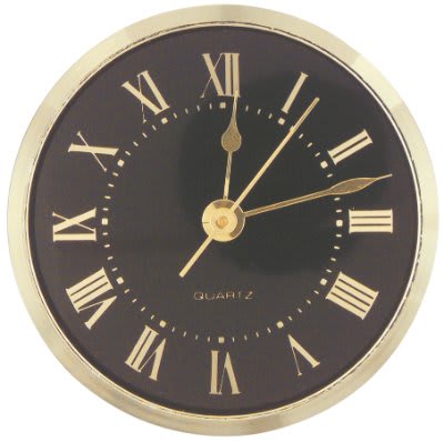 3" Gold Roman Black-Face Clock
