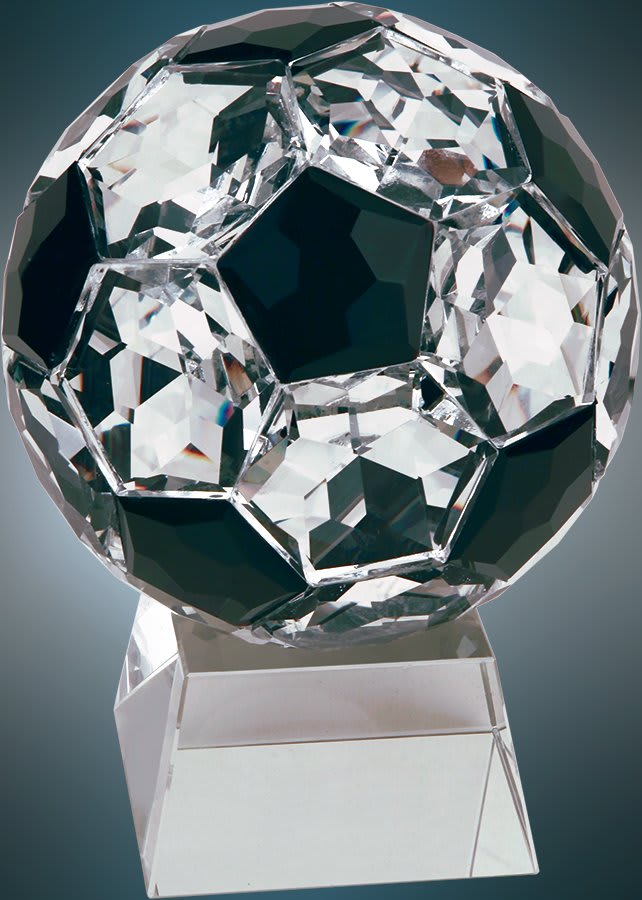 11 1/4" Crystal Soccer Ball on Clear Base
