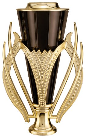 7 1/2" Gold/Black Plastic Cup with Lid