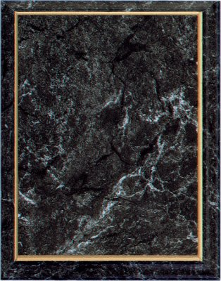 12" x 15" Improved Black Marble Finish Plaque with Gold Cove Edge
