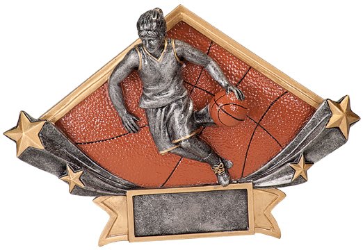 8 1/2" x 5 3/4" Female Basketball Diamond Star Resin