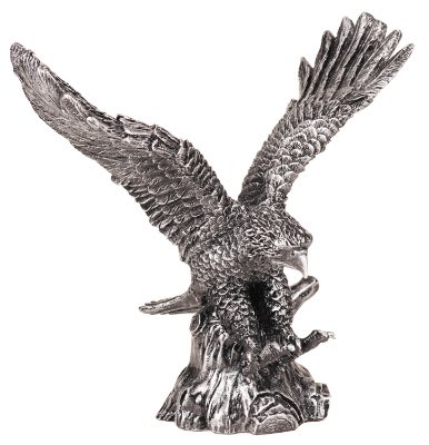 7 1/4" Antique Metallic Silver Eagle Resin