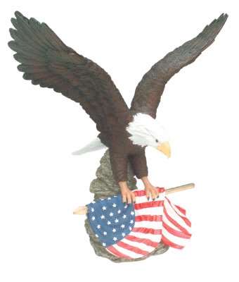 12" Hand Painted Eagle Resin with Flag