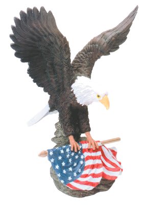 16" Hand Painted Eagle Resin with Flag