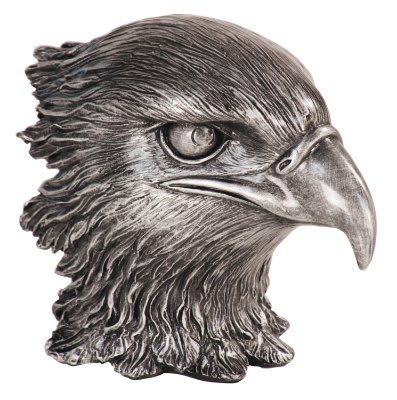 4" Antique Metallic Silver Eagle Head Resin