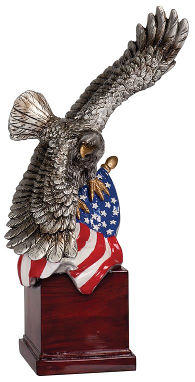 10 1/4" Eagle and Flag on Resin Base