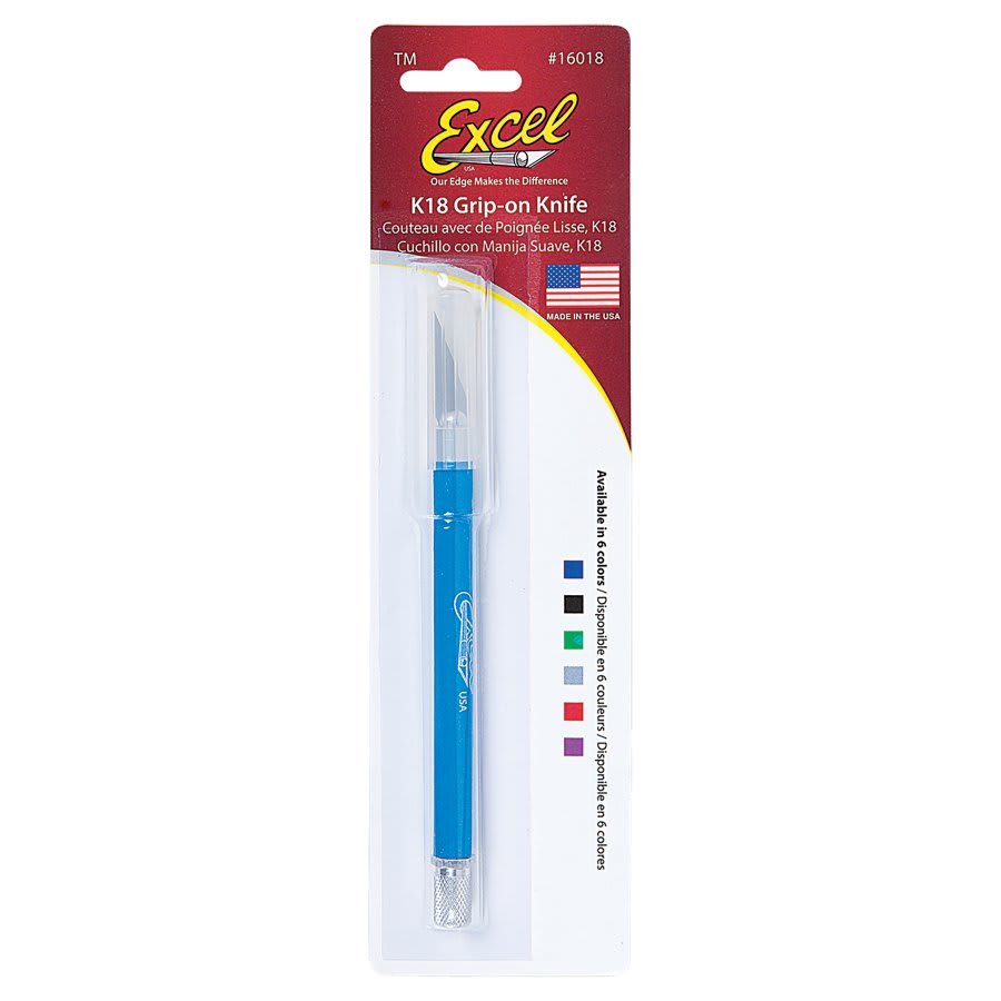 Excel K18 Grip Blue Knife with Safety Cap