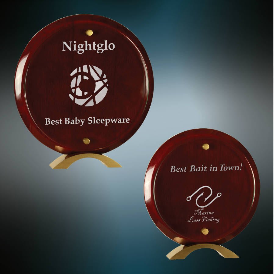 Round Rosewood Piano Finish Floating Acrylic Standup Sample Set