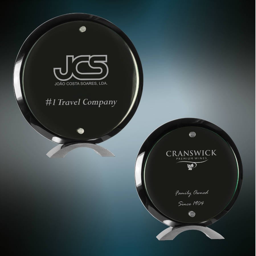 Round Black Piano Finish Floating Acrylic Standup