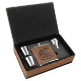 Dark Brown 6 oz. Leatherette Flask Set