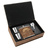 Rustic/Gold 6 oz. Leatherette Flask Set