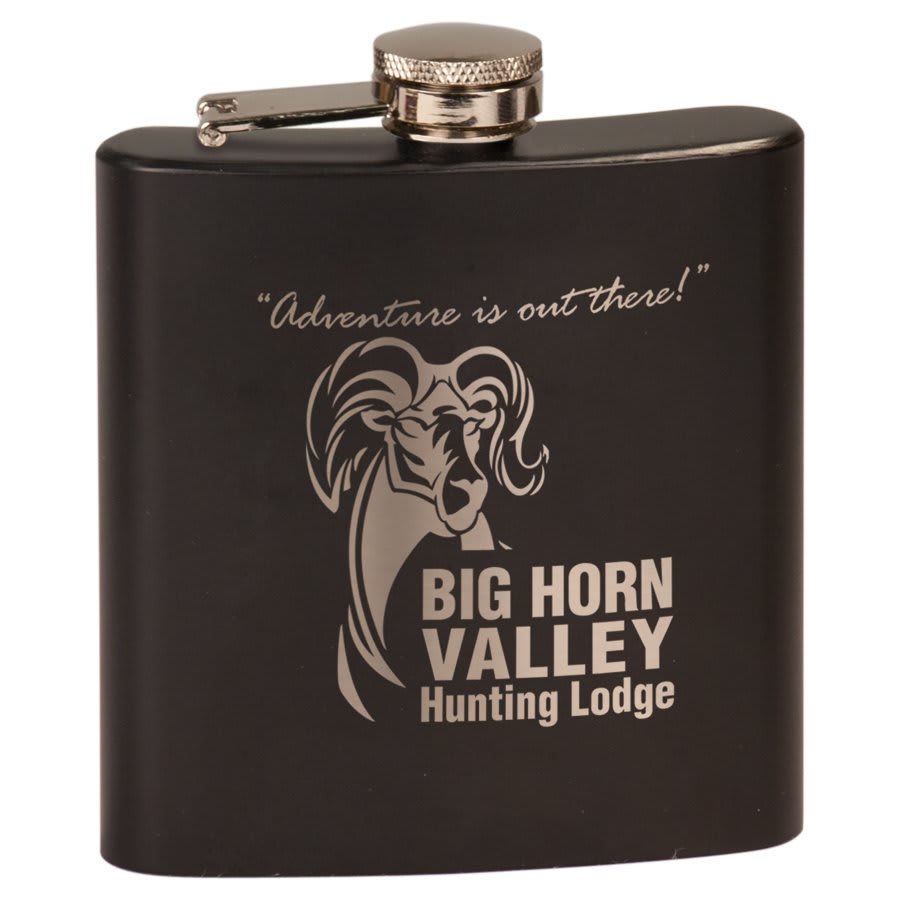 6 oz. Matte Black Laserable Stainless Steel Flask