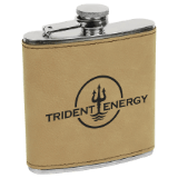 Light Brown Leatherette 6 oz. Flask