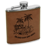 Dark Brown Leatherette 6 oz. Flask