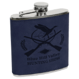 Blue Leatherette 6 oz. Flask