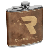 Rustic/Gold Leatherette 6 oz. Flask