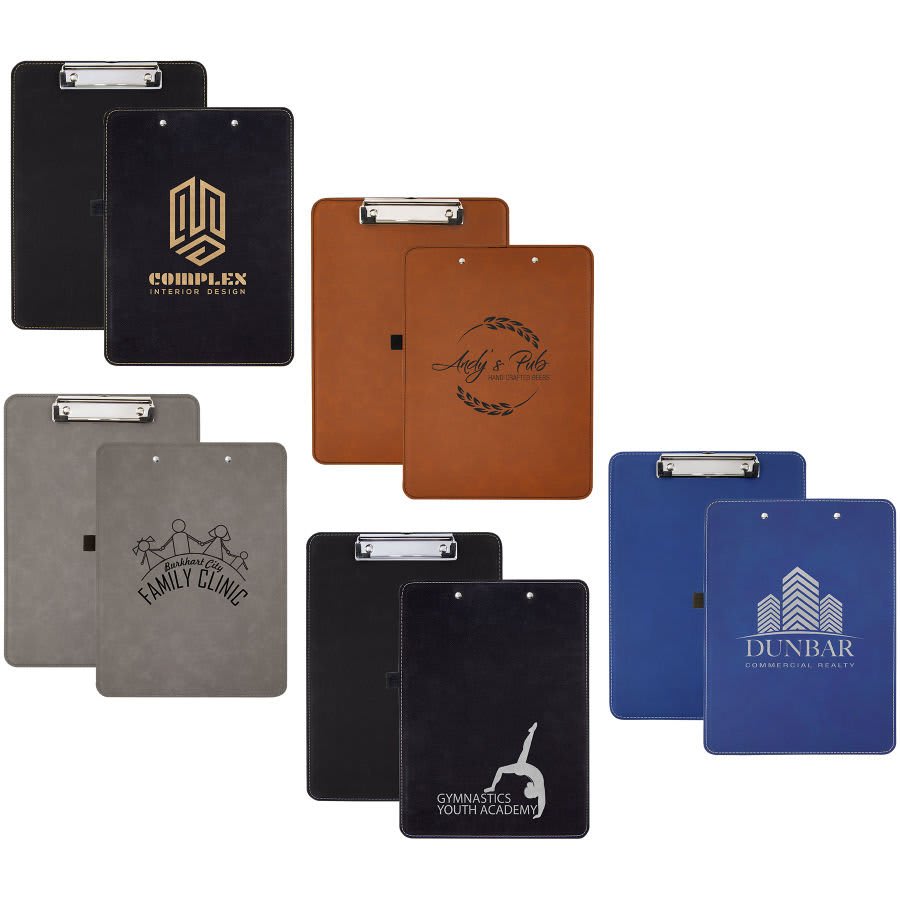 9" x 12 1/2" Laserable Leatherette Clipboard Sample Set