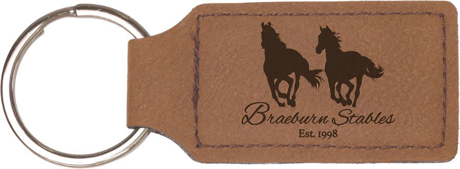 2 3/4" x 1 1/4" Dark Brown Laserable Leatherette Rectangle Keychain