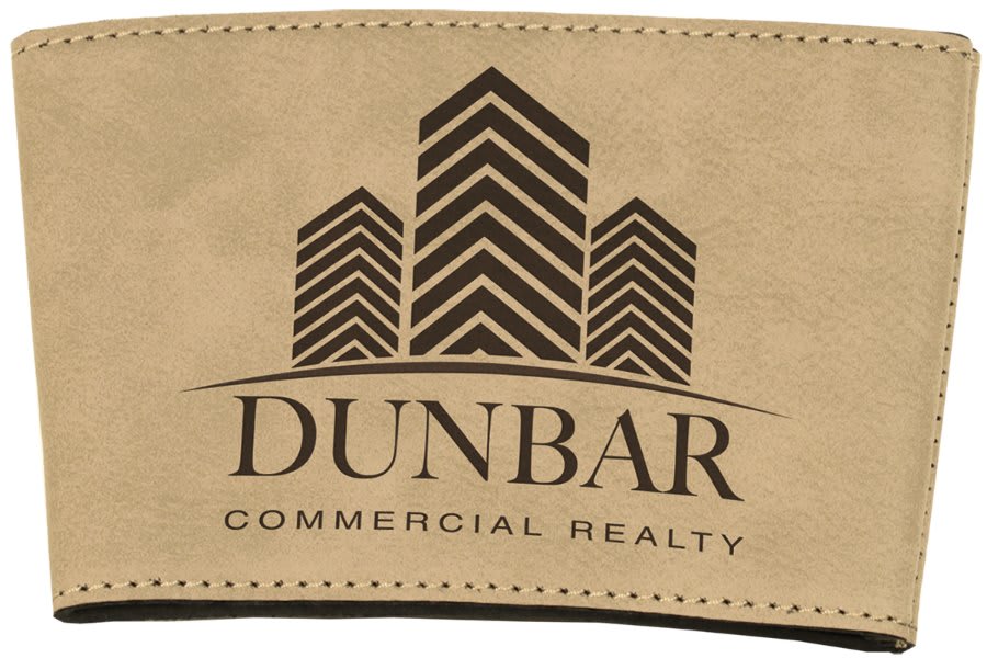 3" Light Brown Laserable Leatherette Mug Sleeve