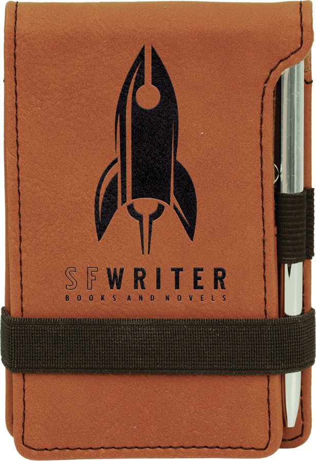 3 1/4" x 4 3/4" Rawhide Laserable Leatherette Mini Notepad with Pen