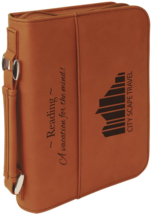6 3/4" x 9 1/4" Rawhide Leatherette Book/Bible Cover with Handle & Zipper