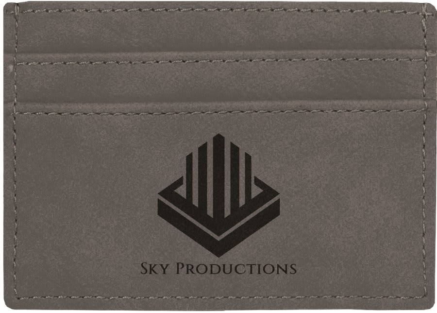 4" x 2 3/4" Gray Laserable Leatherette Wallet Clip