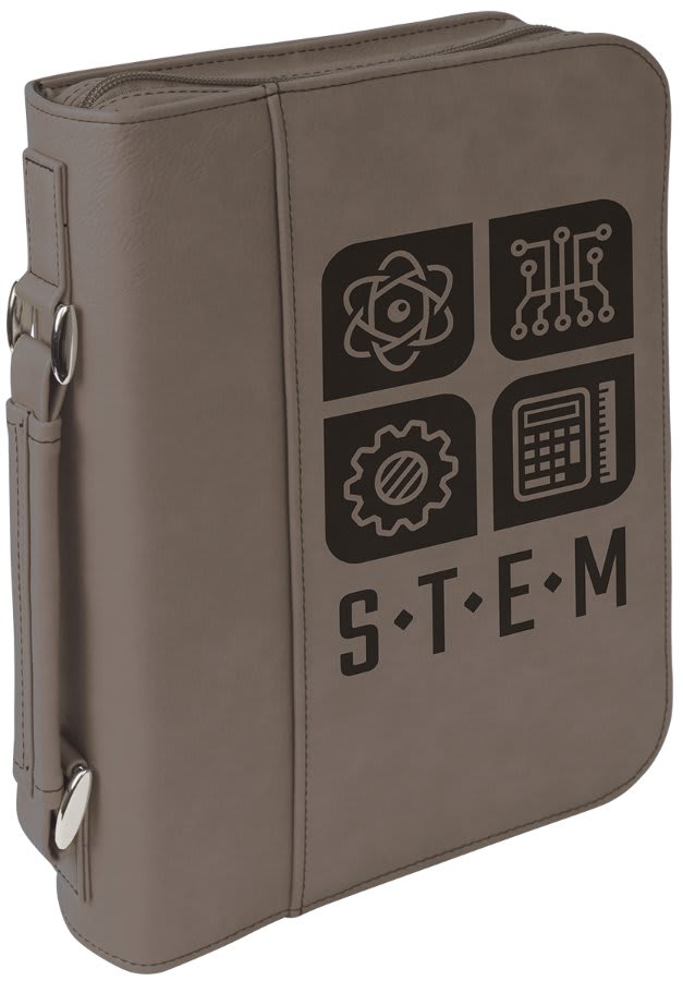 7 1/2" x 10 3/4" Gray Leatherette Book/Bible Cover with Handle & Zipper