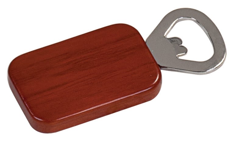 1 1/2" x 2 1/4" Rosewood Finish Magnetic Rectangle Bottle Opener