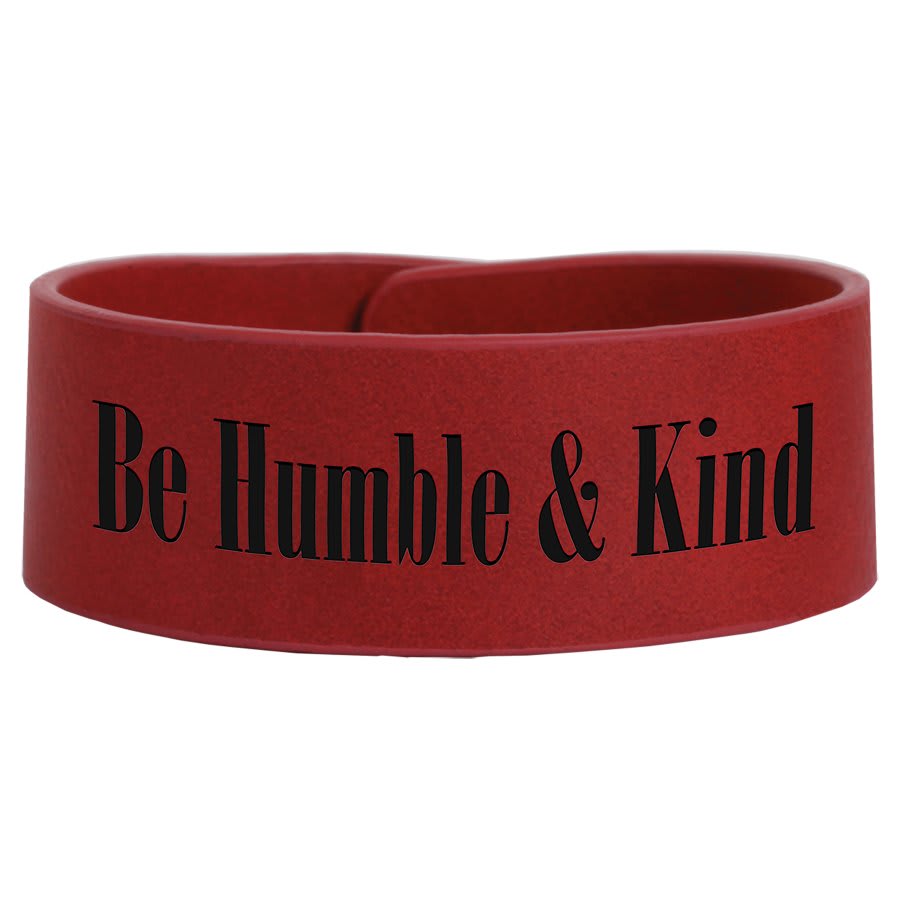 9 1/2" x 1" Rose Laserable Leatherette Cuff Bracelet