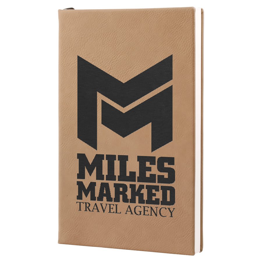 5 1/4" x 8 1/4" Light Brown Laserable Leatherette Journal with Lined Notepad