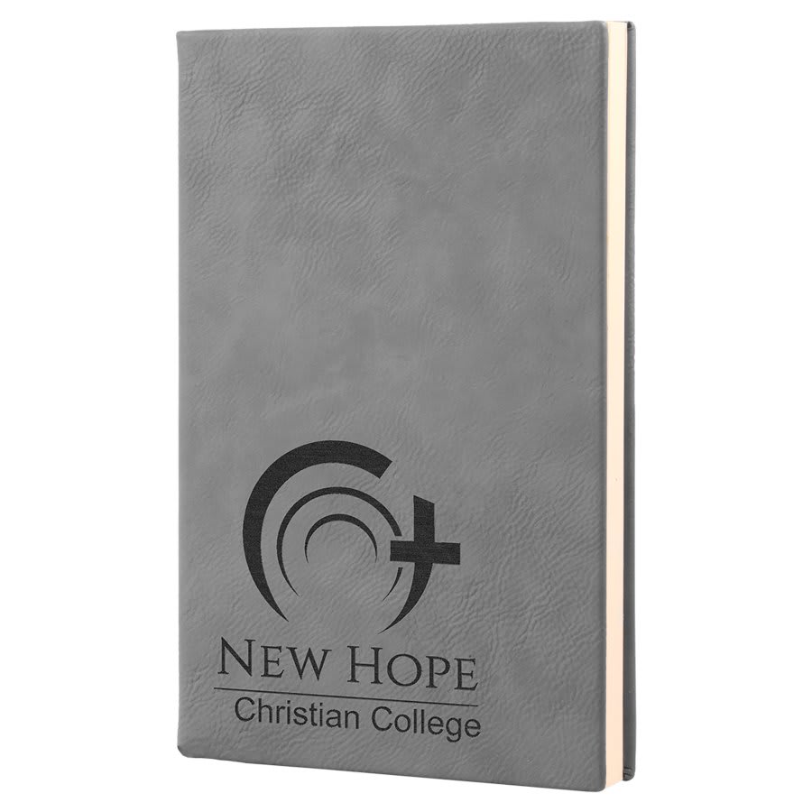 5 1/4" x 8 1/4" Gray Laserable Leatherette Journal with Lined Notepad