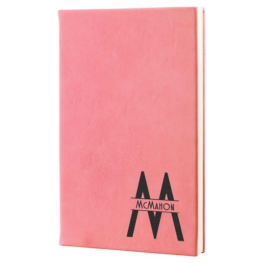 5 1/4" x 8 1/4" Pink Laserable Leatherette Journal with Lined Notepad